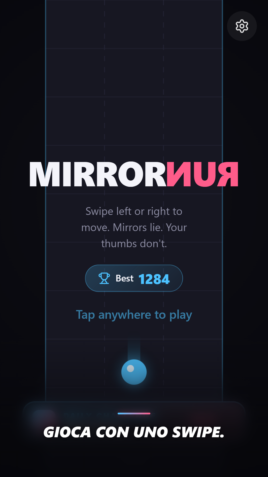 MirrorRun: menu principale.